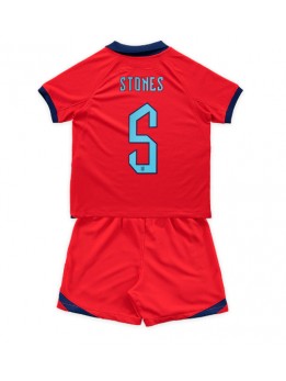 England John Stones #5 Replika Borta Kläder Barn VM 2022 Kortärmad (+ byxor)